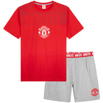 Manchester United F.C. Mens Short Pyjamas Set, Breathable 2 Piece Lounge Wear - Man United Gifts for Men - Get Trend