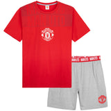 Manchester United F.C. Mens Short Pyjamas Set, Breathable 2 Piece Lounge Wear - Man United Gifts for Men - Get Trend