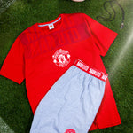 Manchester United F.C. Mens Short Pyjamas Set, Breathable 2 Piece Lounge Wear - Man United Gifts for Men - Get Trend