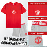 Manchester United F.C. Mens Short Pyjamas Set, Breathable 2 Piece Lounge Wear - Man United Gifts for Men - Get Trend