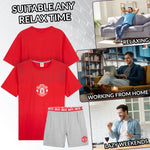 Manchester United F.C. Mens Short Pyjamas Set, Breathable 2 Piece Lounge Wear - Man United Gifts for Men - Get Trend