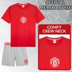 Manchester United F.C. Mens Short Pyjamas Set, Breathable 2 Piece Lounge Wear - Man United Gifts for Men - Get Trend