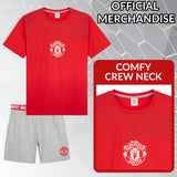 Manchester United F.C. Mens Short Pyjamas Set, Breathable 2 Piece Lounge Wear - Man United Gifts for Men - Get Trend