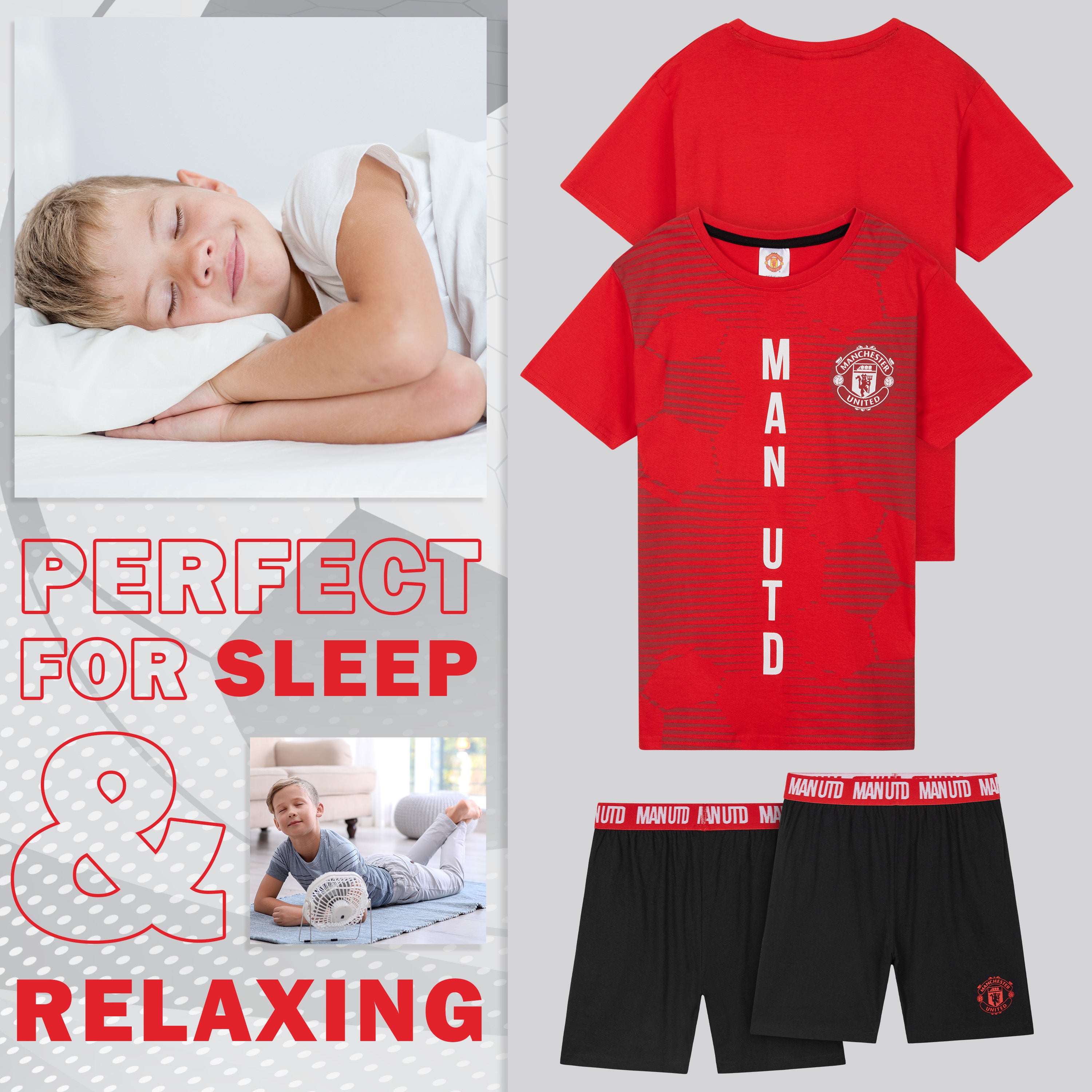 Manchester United Short Pyjama for Boys (UK, Age, 9 Years, 10 Years, Regular, Red/Black) - Get Trend