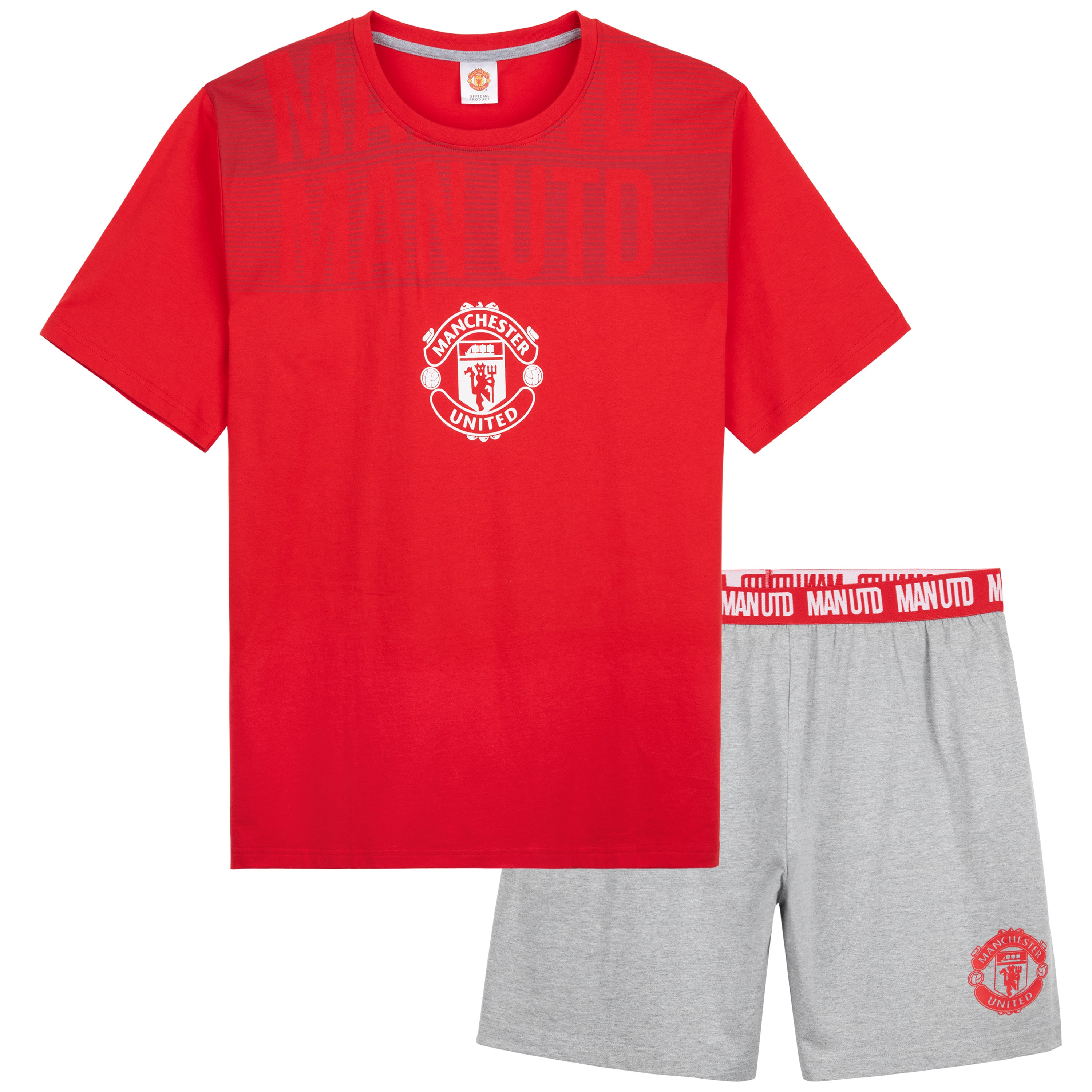 Manchester United Short Pyjama for Boys (UK, Age, 11 Years, 12 Years, Regular, Red/Grey) - Get Trend