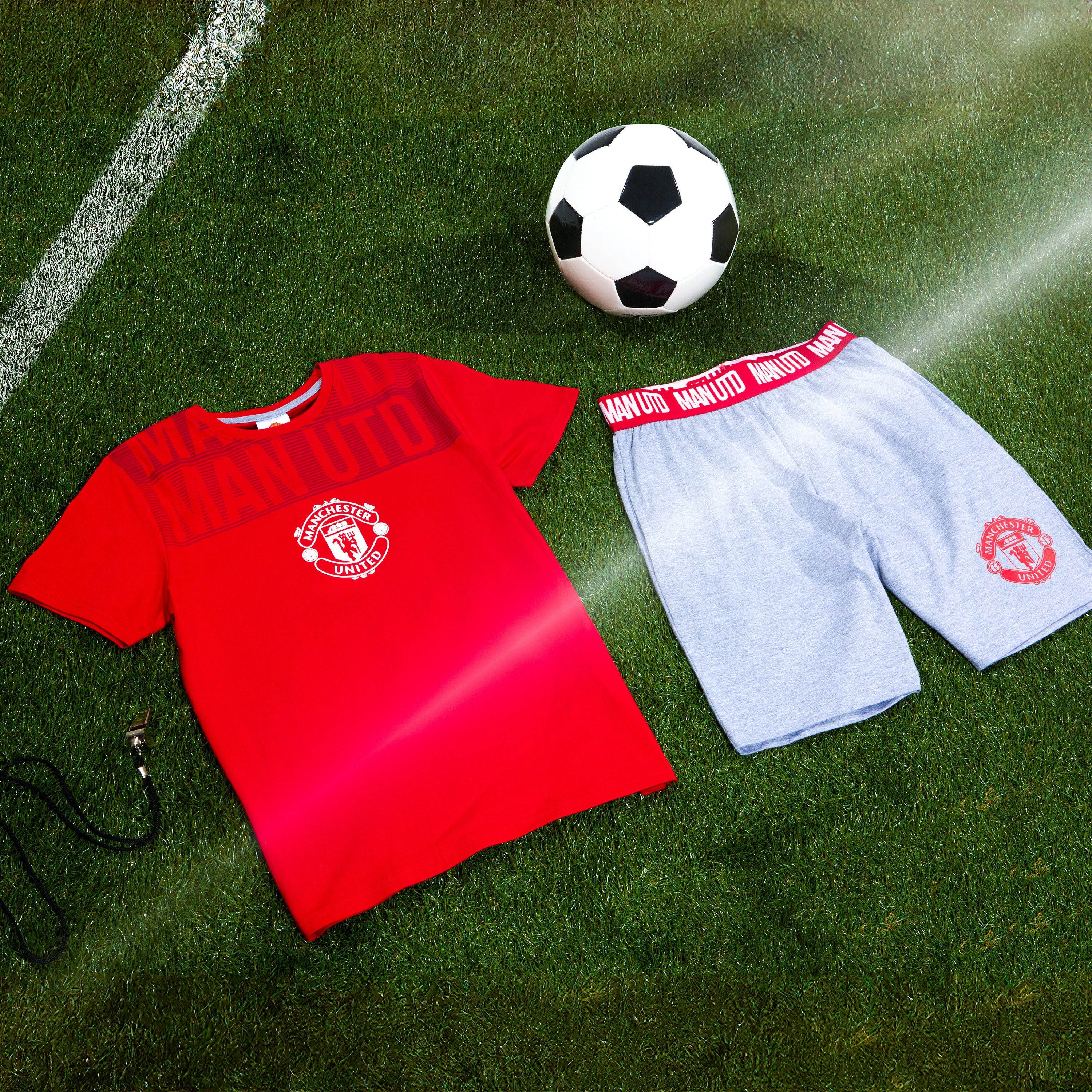 Manchester United Short Pyjama for Boys (UK, Age, 11 Years, 12 Years, Regular, Red/Grey) - Get Trend