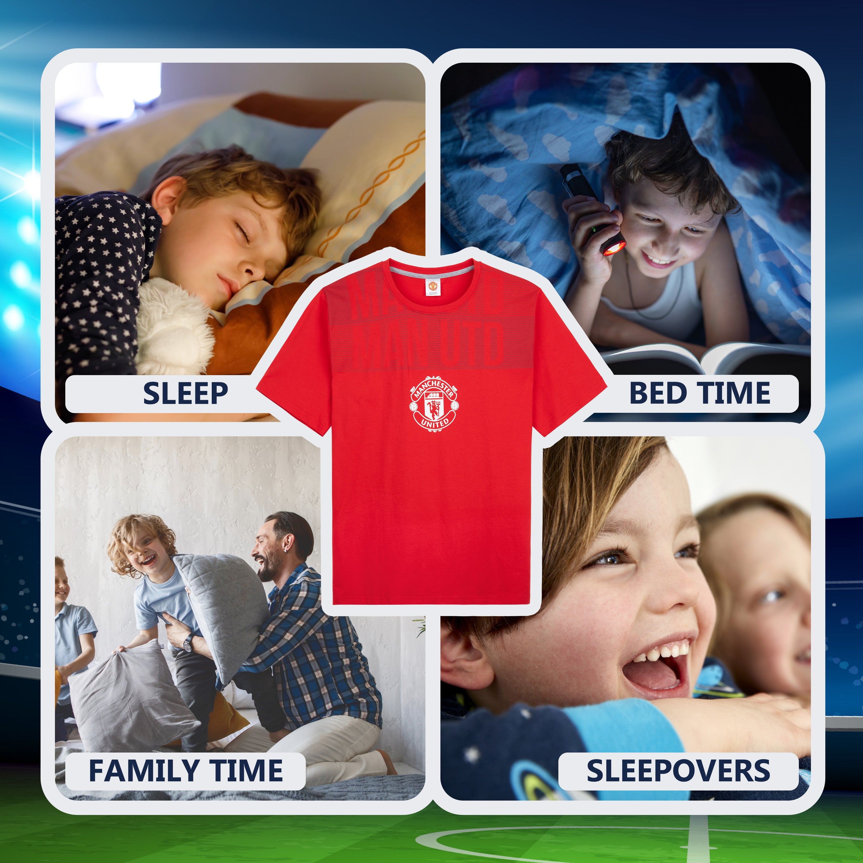 Manchester United Short Pyjama for Boys (UK, Age, 11 Years, 12 Years, Regular, Red/Grey) - Get Trend
