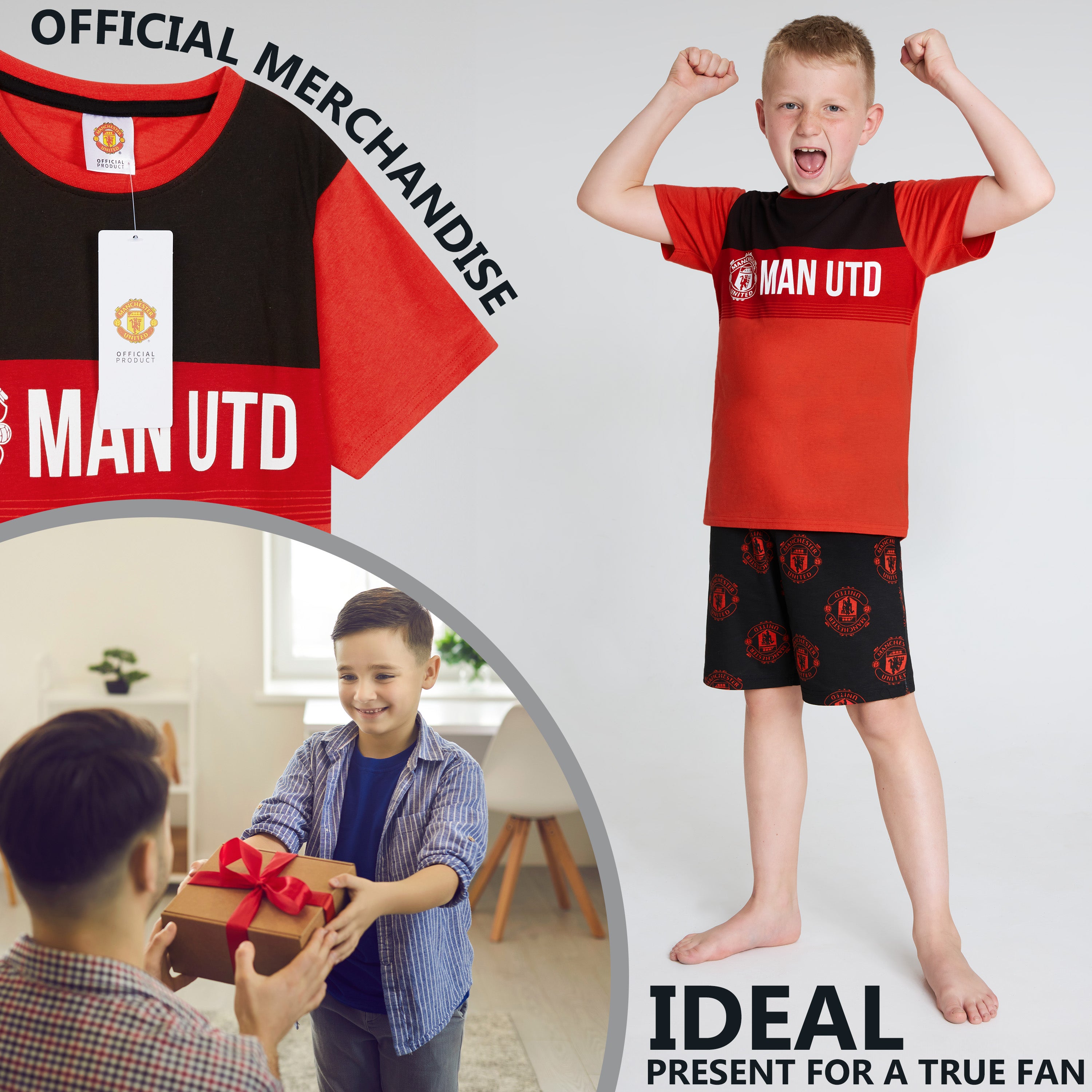 Manchester United F.C. Boys Short Pyjamas Set, Breathable Lounge Wear -  Gifts - Get Trend