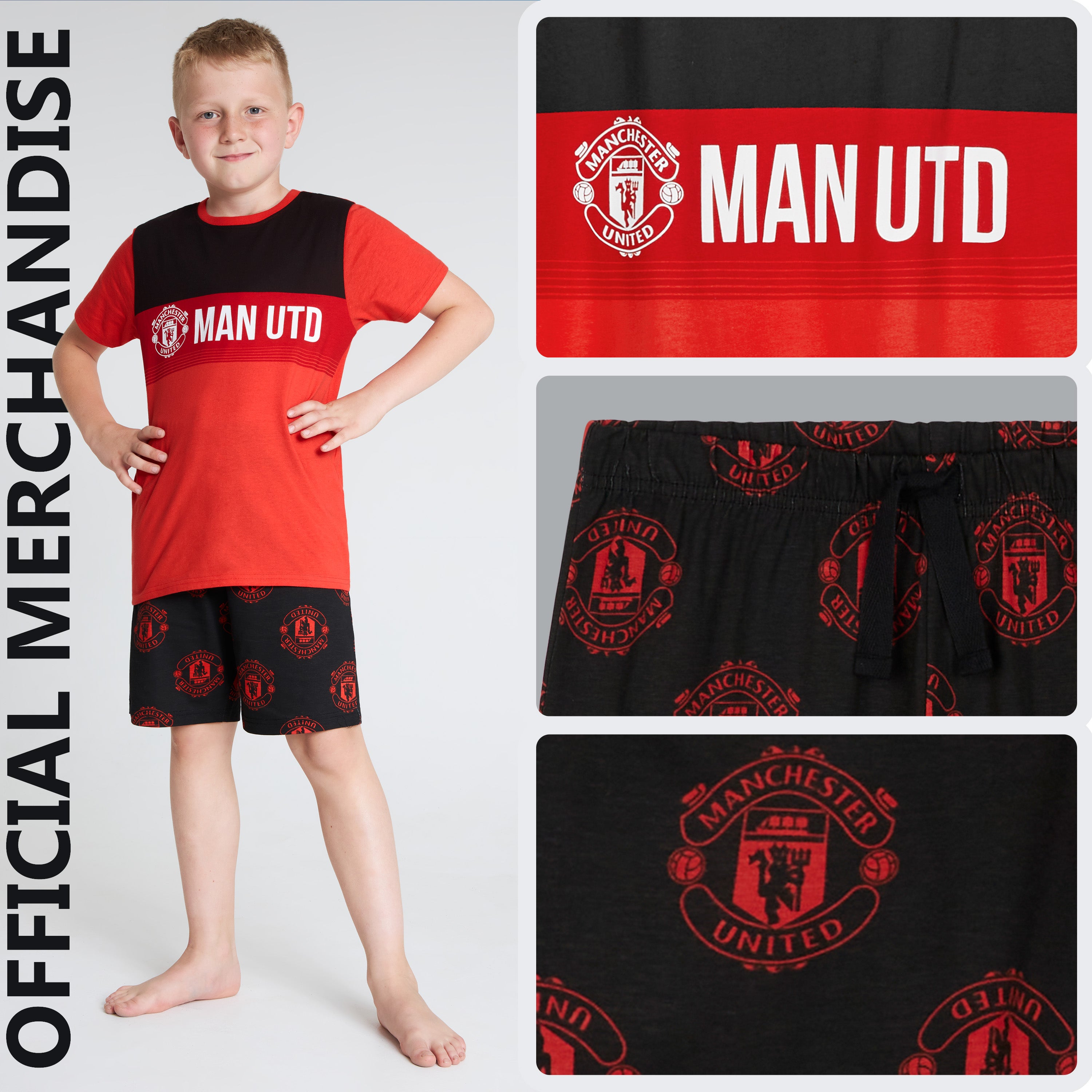Manchester United F.C. Boys Short Pyjamas Set, Breathable Lounge Wear -  Gifts - Get Trend