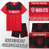 Manchester United F.C. Mens Short Pyjamas Set, Breathable 2 Piece Lounge Wear - Man United Gifts for Men - Get Trend