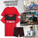 Manchester United F.C. Mens Short Pyjamas Set, Breathable 2 Piece Lounge Wear - Man United Gifts for Men - Get Trend