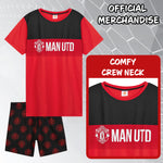 Manchester United F.C. Mens Short Pyjamas Set, Breathable 2 Piece Lounge Wear - Man United Gifts for Men - Get Trend