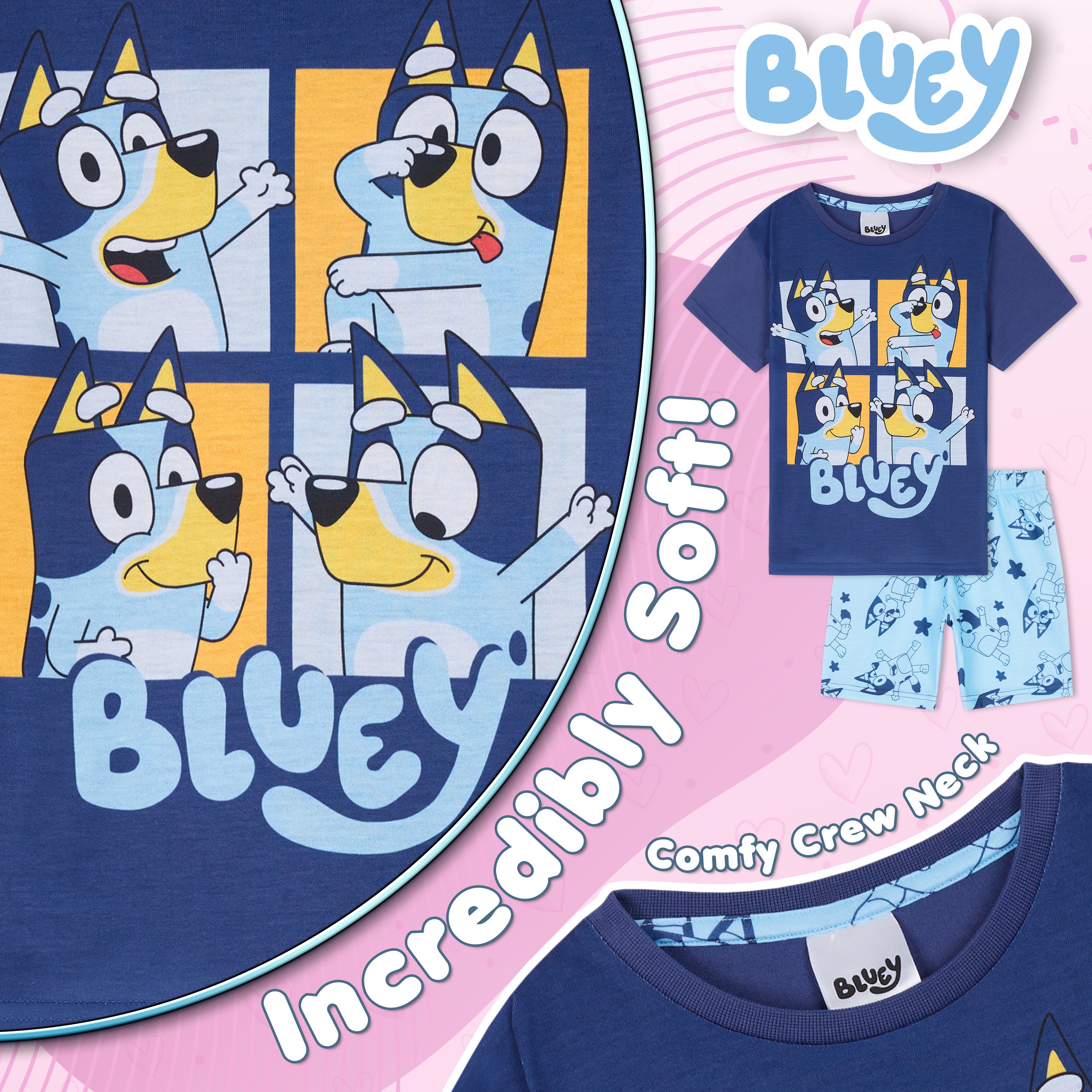Bluey Pyjamas for  Girls and Boys PJs 2 Piece Nightwear T-Shirt Short - Get Trend