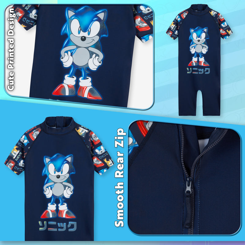 Sonic The Hedgehog Boys Swimming Costume Summer Holiday Essentials for Kids - Get Trend