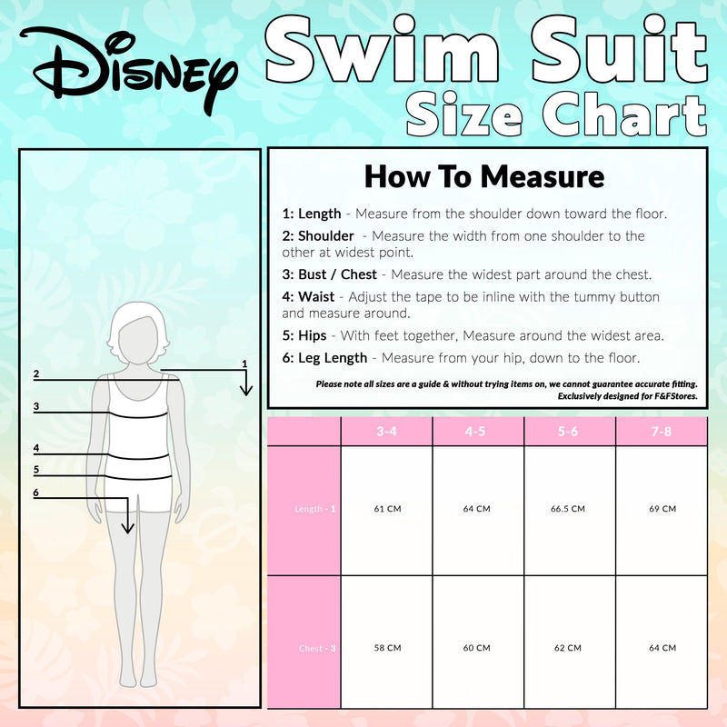 Disney Girls Swimming Costume Short Sleeve Swimsuit - Get Trend