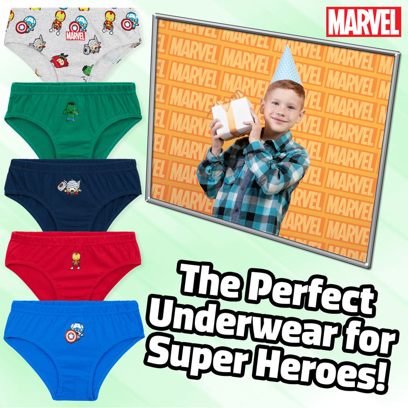 Marvel Boys Pants 5 Pack Cotton Briefs, Boys Underwear 5 Pack Multicolour - Get Trend