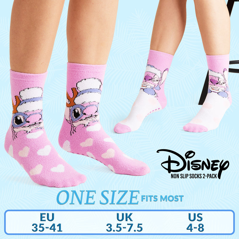 Disney Slippers Socks Women 2 Pack Fluffy Socks Non Slip - Angel - Get Trend