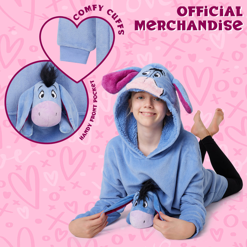 Disney Stitch Fleece Hoodie Blanket with Plush Toy for Kids - Eeyore - Get Trend