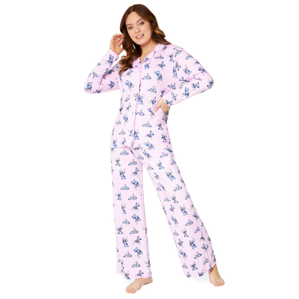 Disney Stitch Womens Pyjamas Set Nightwear  - Pink - Get Trend