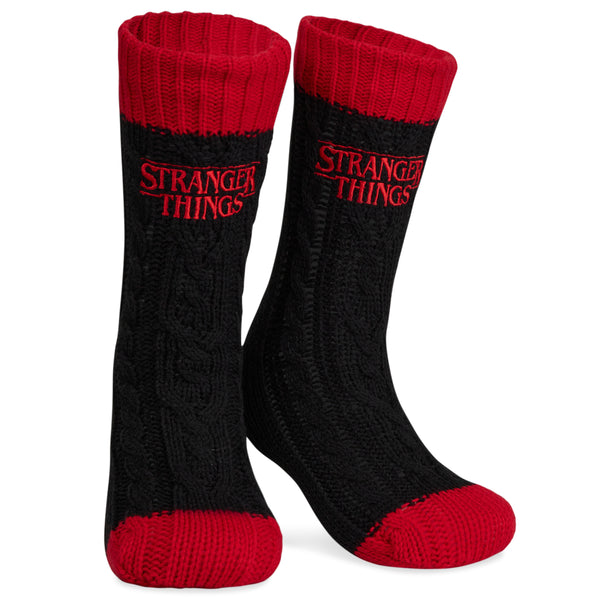 Stranger Things Fluffy Socks for Women and Teenagers - Black & Red - Get Trend