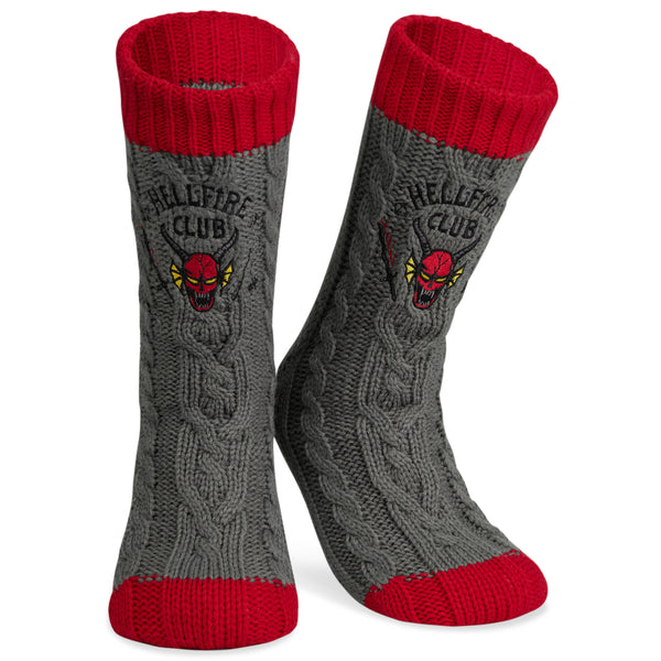 Stranger Things Fluffy Socks for Men - Grey and Red - Get Trend