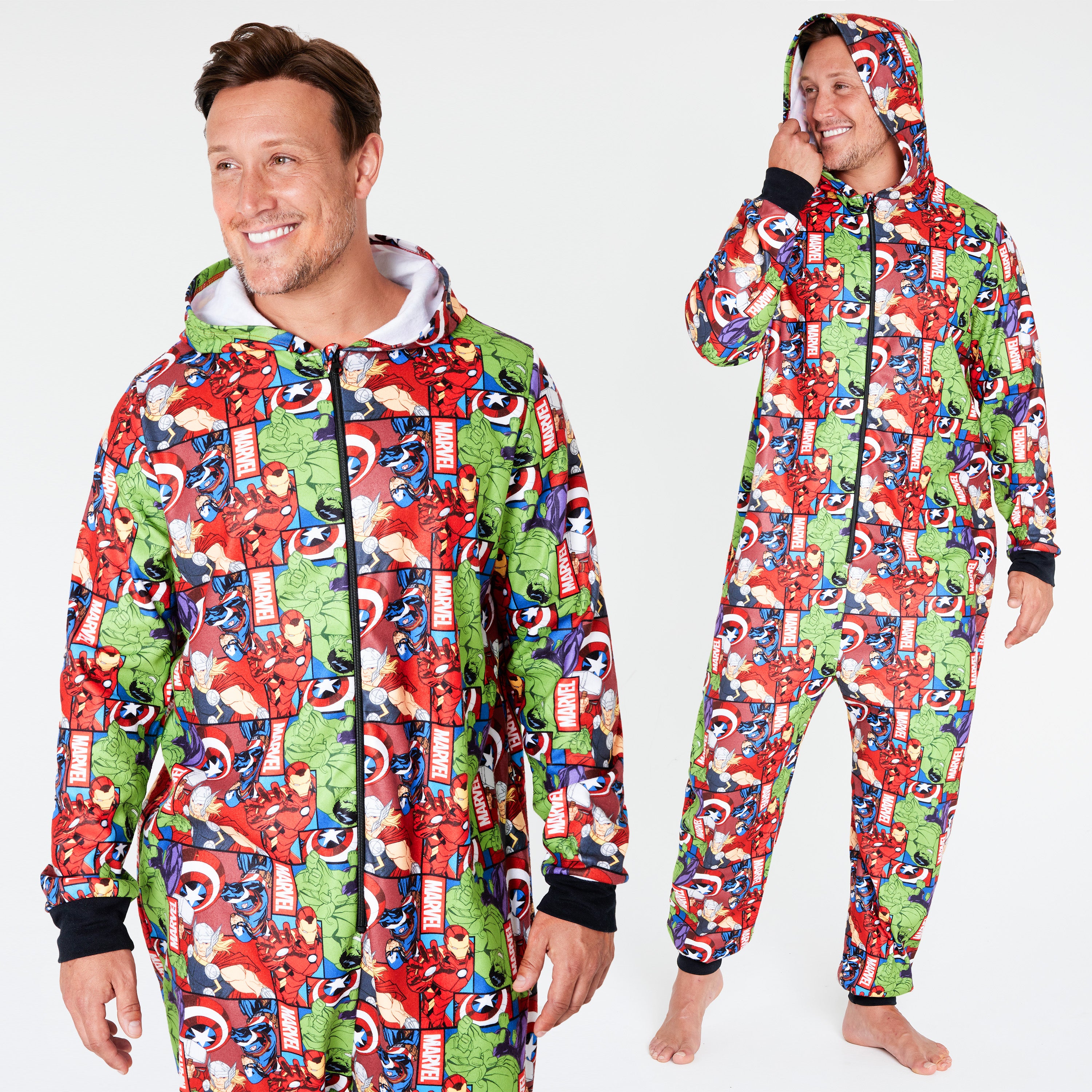 Marvel Adult Onesie for Men - Avengers AOP Onesie for Men - Get Trend