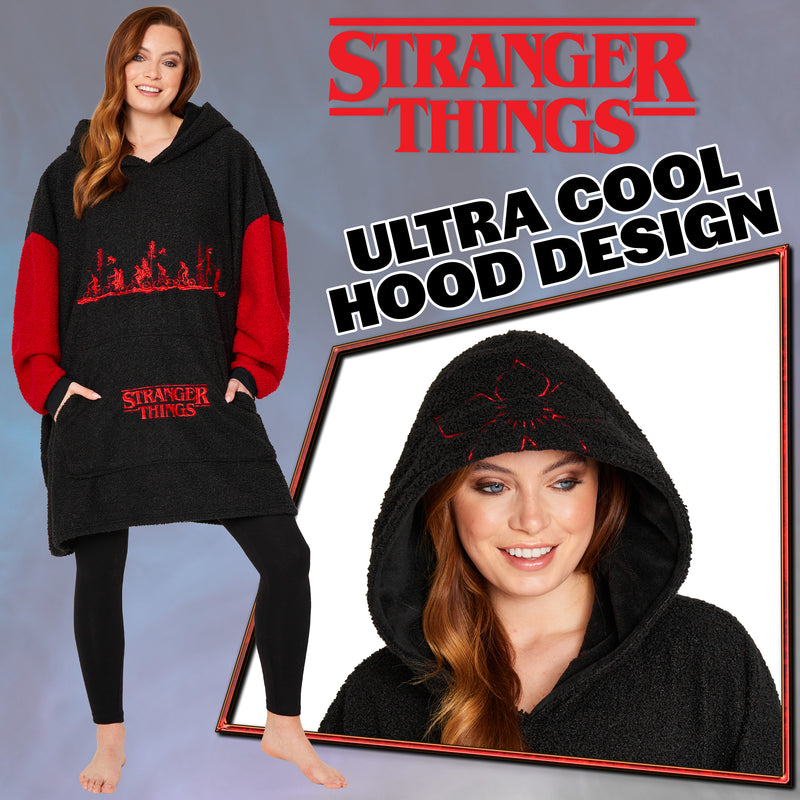 Stranger Things Blanket Hoodie for Men &  Women - Black/Red - Get Trend