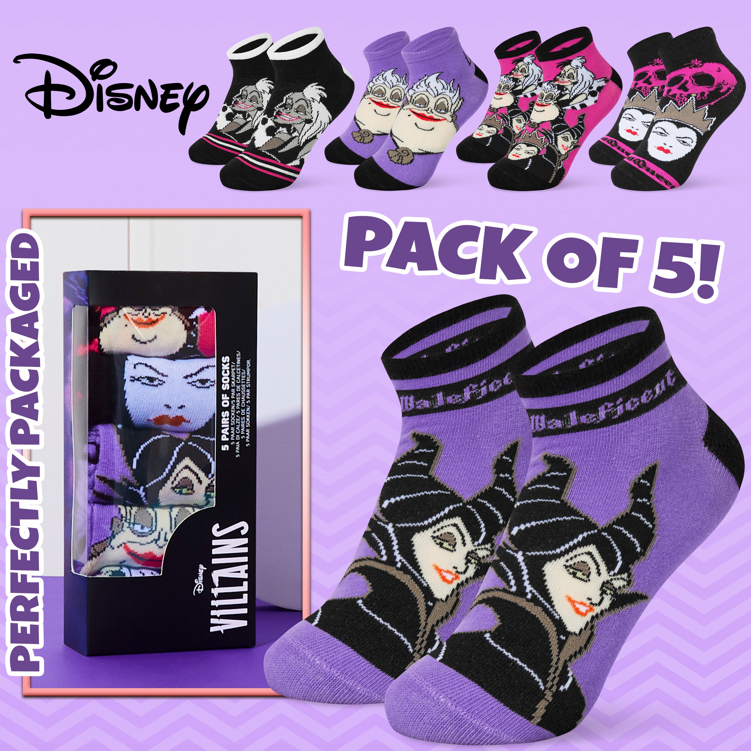 Disney Womens Ankle Socks, Soft and Breathable Socks Pack of 5 - Gifts for Her - Get Trend
