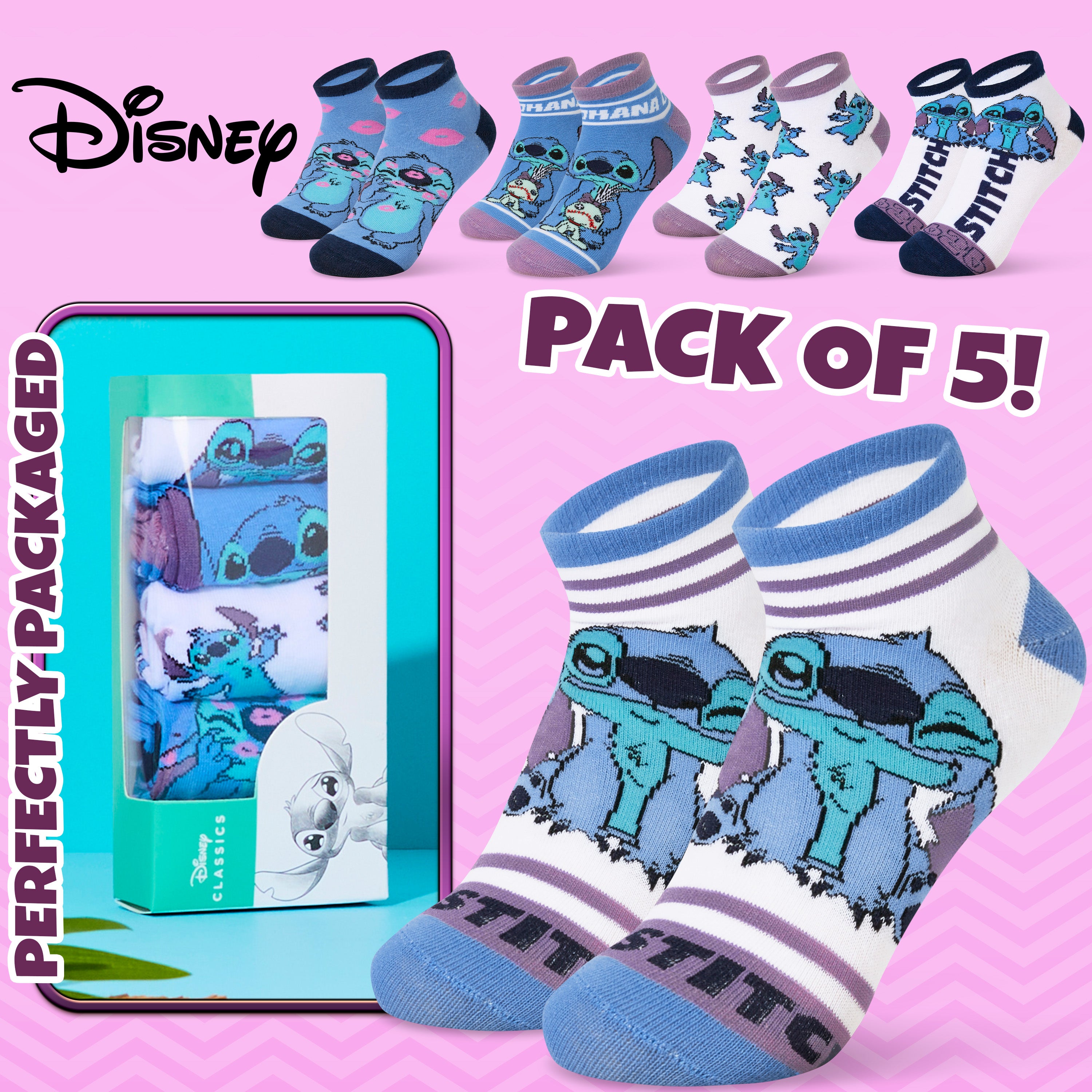 Disney Womens Ankle Socks, Soft and Breathable Socks Pack of 5 - Gifts for Her - Get Trend