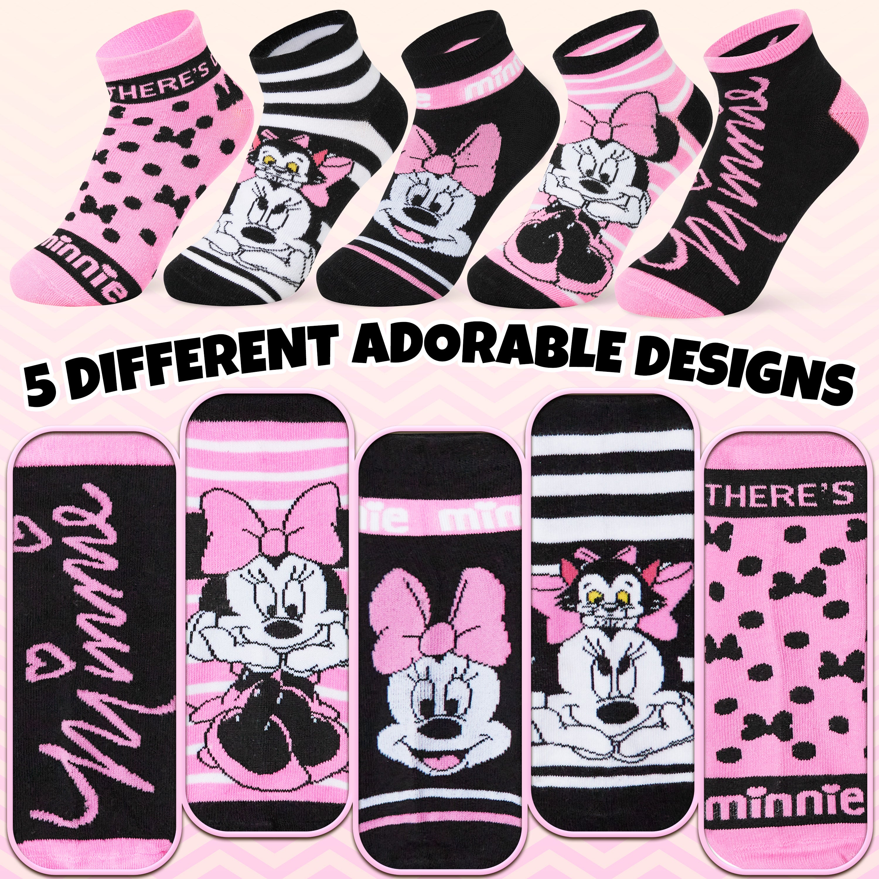 Disney Womens Ankle Socks, Soft and Breathable Socks Pack of 5 - Gifts for Her - Get Trend