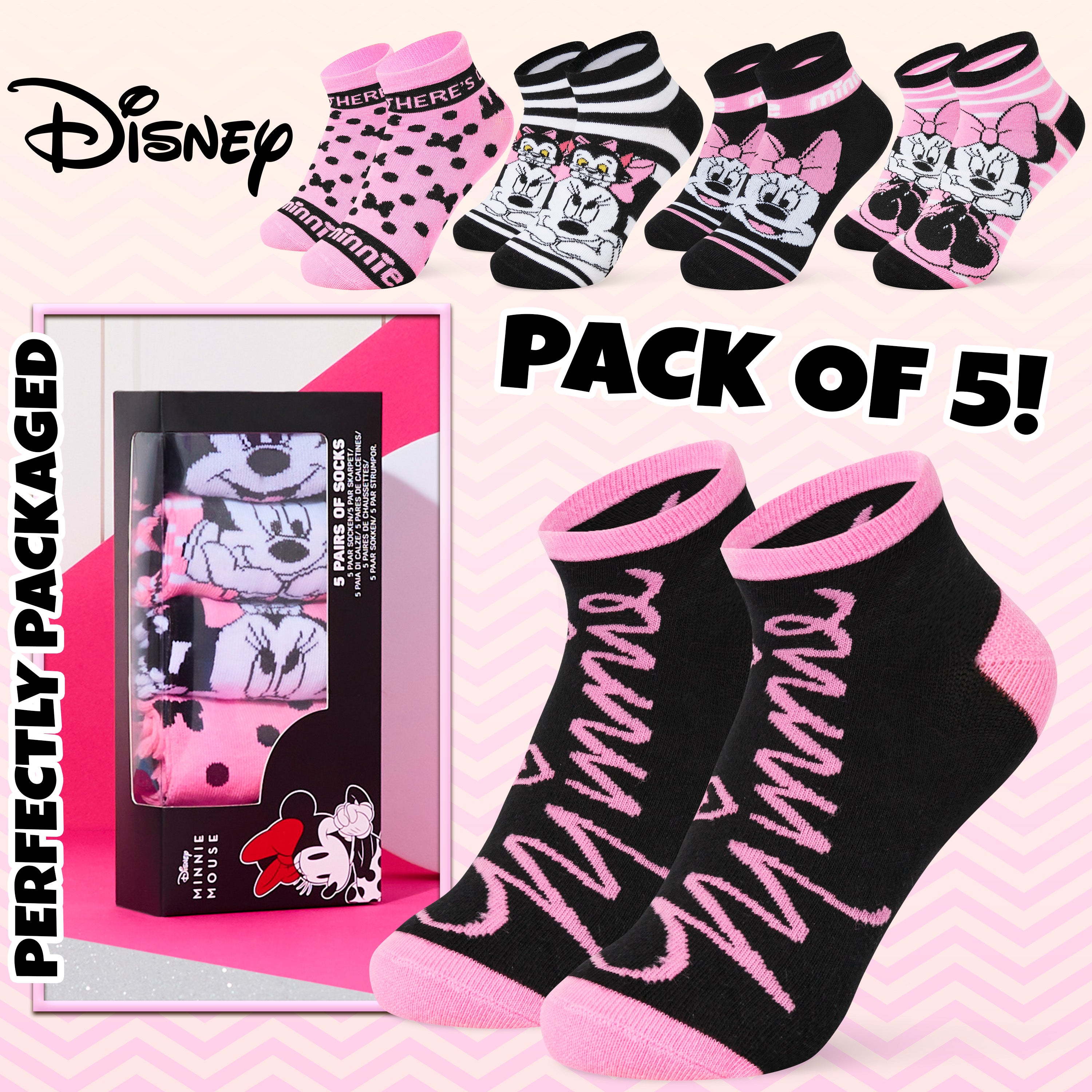 Disney Womens Ankle Socks, Soft and Breathable Socks Pack of 5 - Gifts for Her - Get Trend