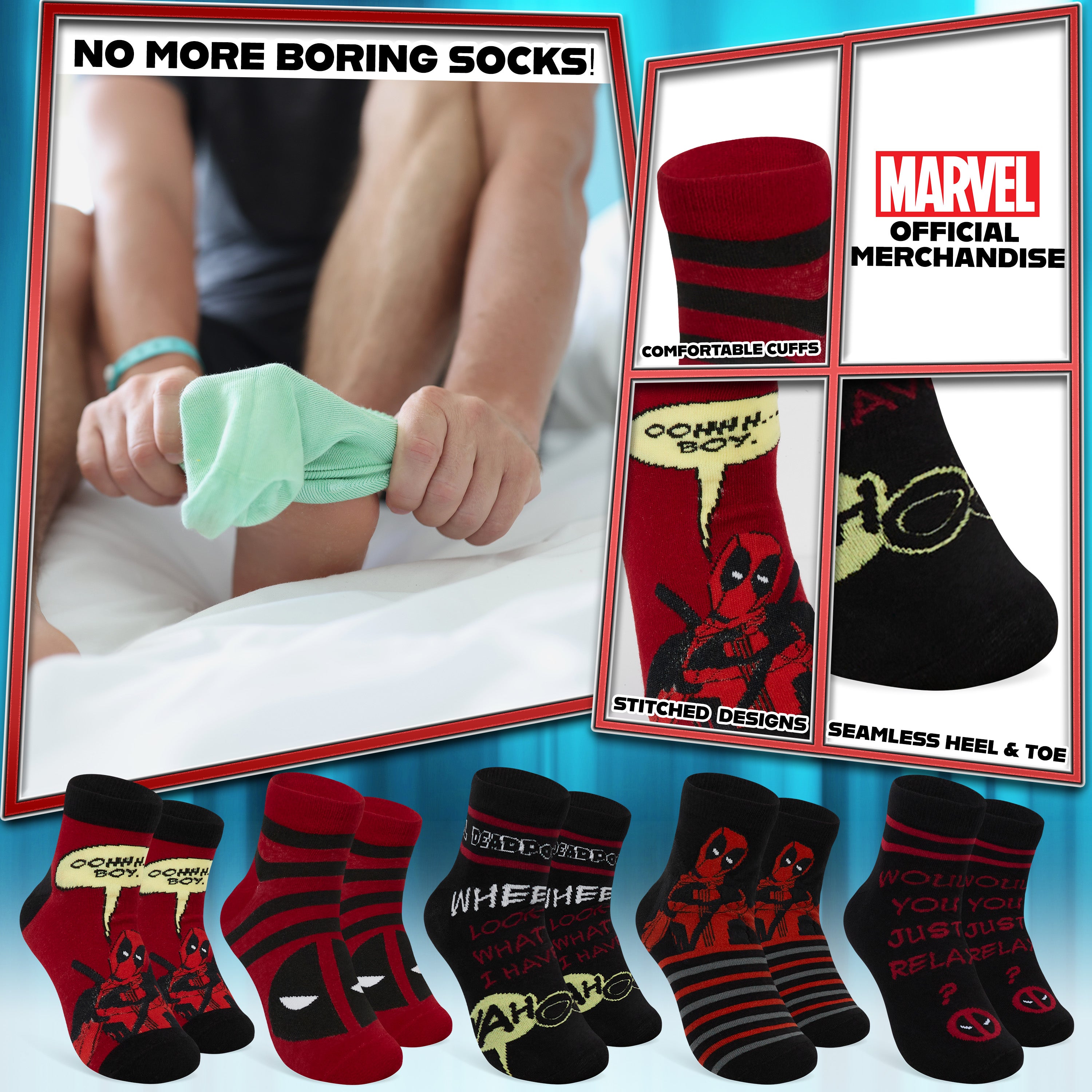 Marvel Mens Ankle Socks, Soft and Breathable Socks Pack of 5 - Gifts for Him - Get Trend