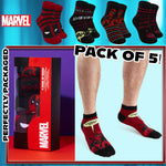 Marvel Mens Ankle Socks, Soft and Breathable Socks Pack of 5 - Gifts for Him - Get Trend