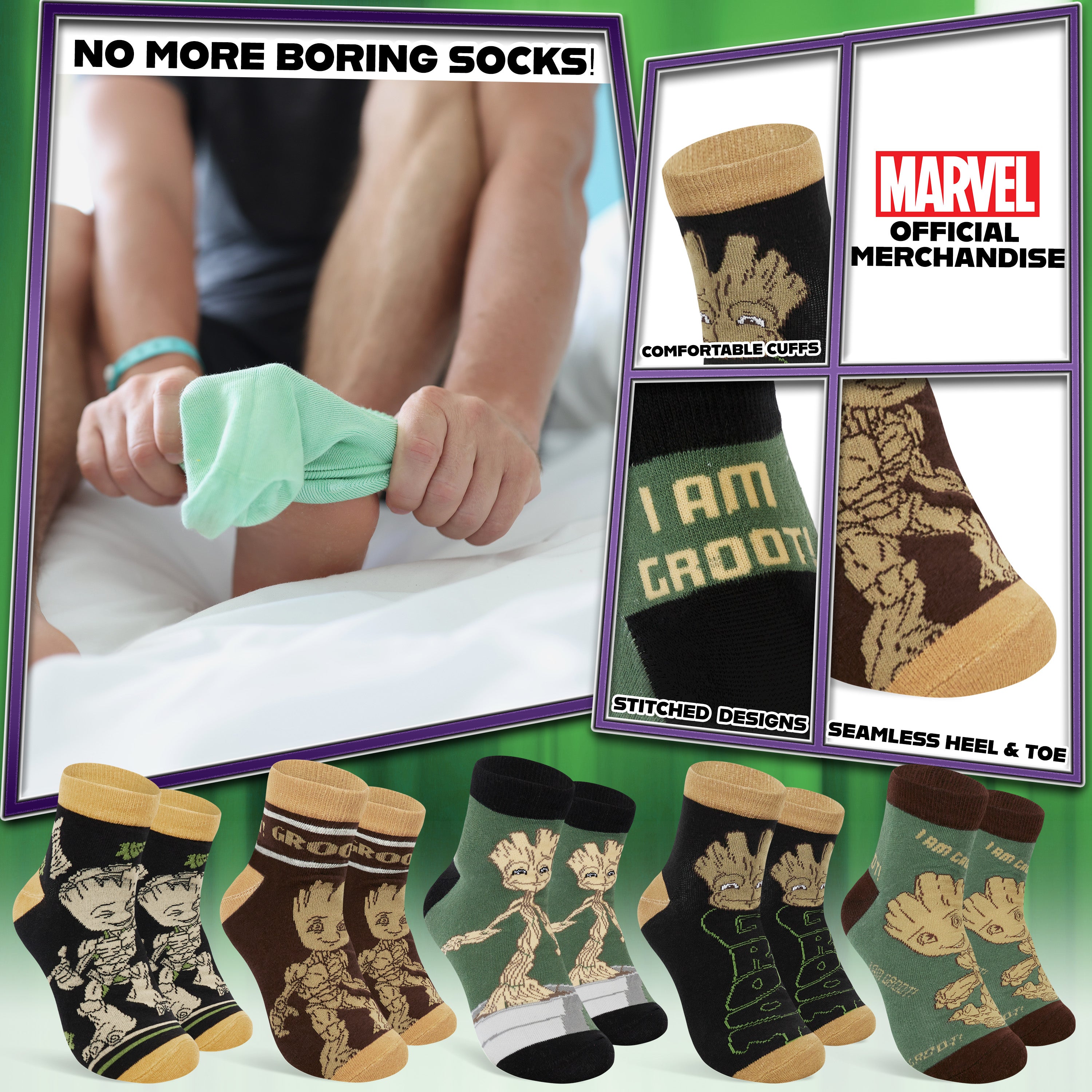 Marvel Mens Ankle Socks, Soft and Breathable Socks Pack of 5 - Gifts for Him - Get Trend