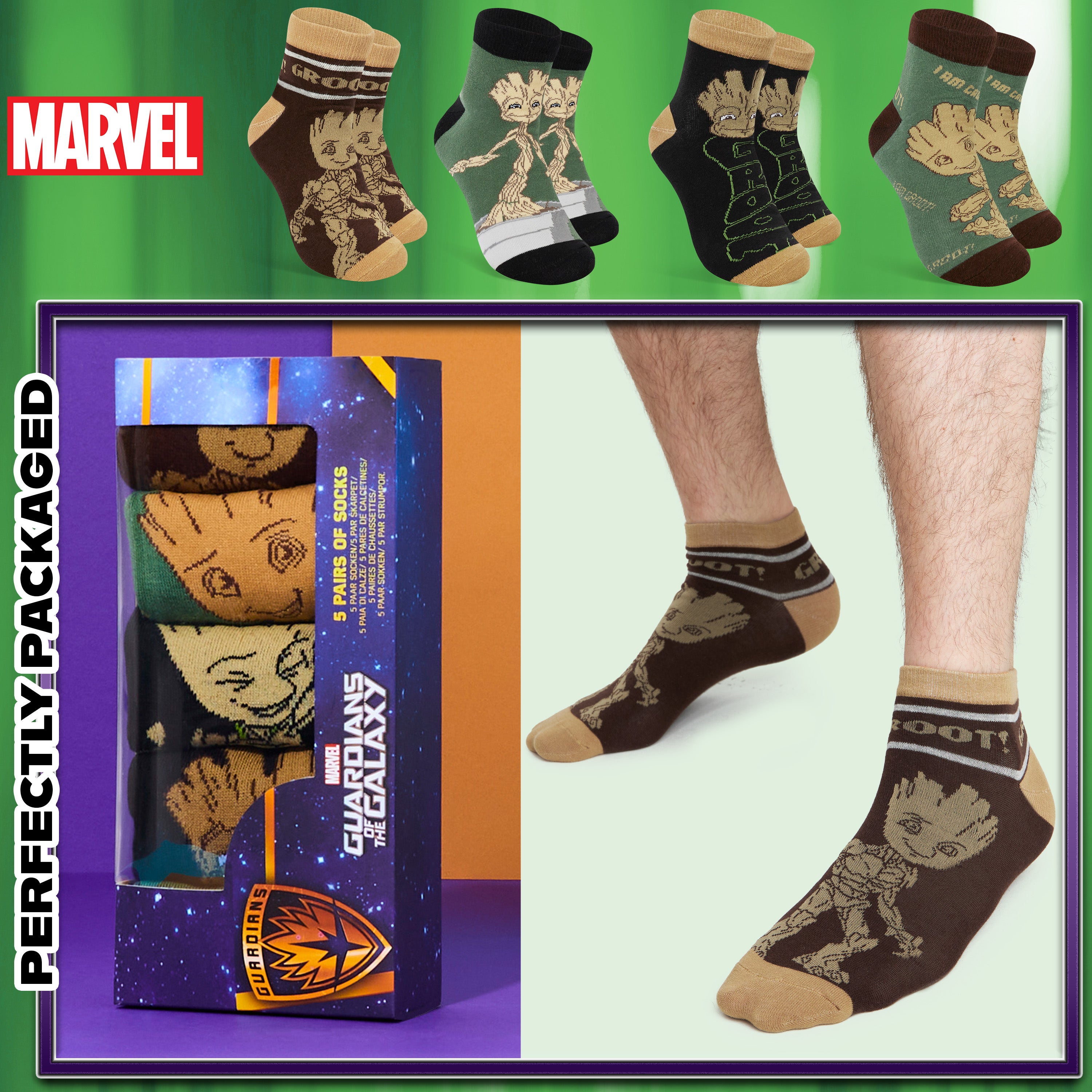 Marvel Mens Ankle Socks, Soft and Breathable Socks Pack of 5 - Gifts for Him - Get Trend
