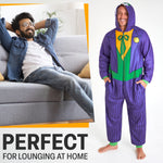 DC Comics Joker Mens Fleece Onesie with Hood, Fleece Loungewear - Funny Gifts for Him - Get Trend
