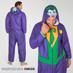 DC Comics Joker Mens Fleece Onesie with Hood, Fleece Loungewear - Funny Gifts for Him - Get Trend