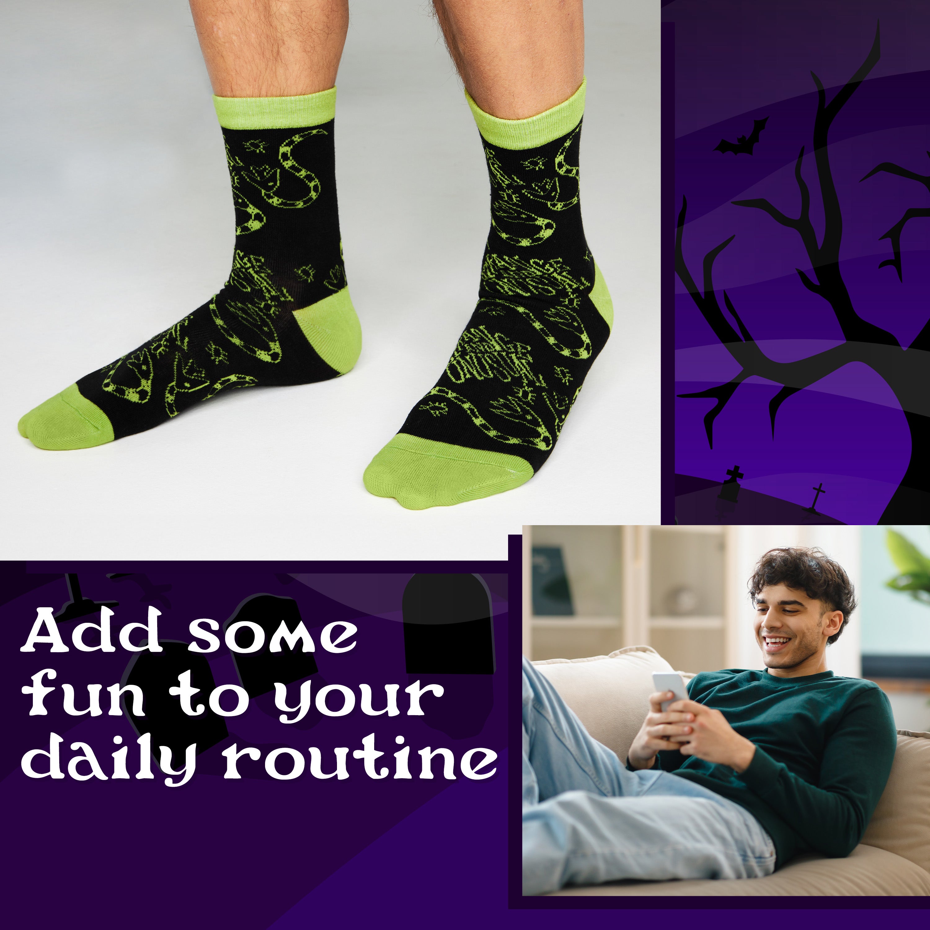 BEETLEJUICE Men's Novelty Calf Length Socks, Pack of 5 Funny Socks - Gifts for Him - Get Trend
