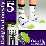 BEETLEJUICE Men's Novelty Calf Length Socks, Pack of 5 Funny Socks - Gifts for Him - Get Trend