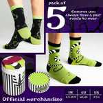BEETLEJUICE Men's Novelty Calf Length Socks, Pack of 5 Funny Socks - Gifts for Him - Get Trend