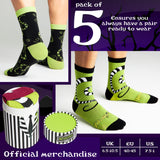 BEETLEJUICE Men's Novelty Calf Length Socks, Pack of 5 Funny Socks - Gifts for Him - Get Trend