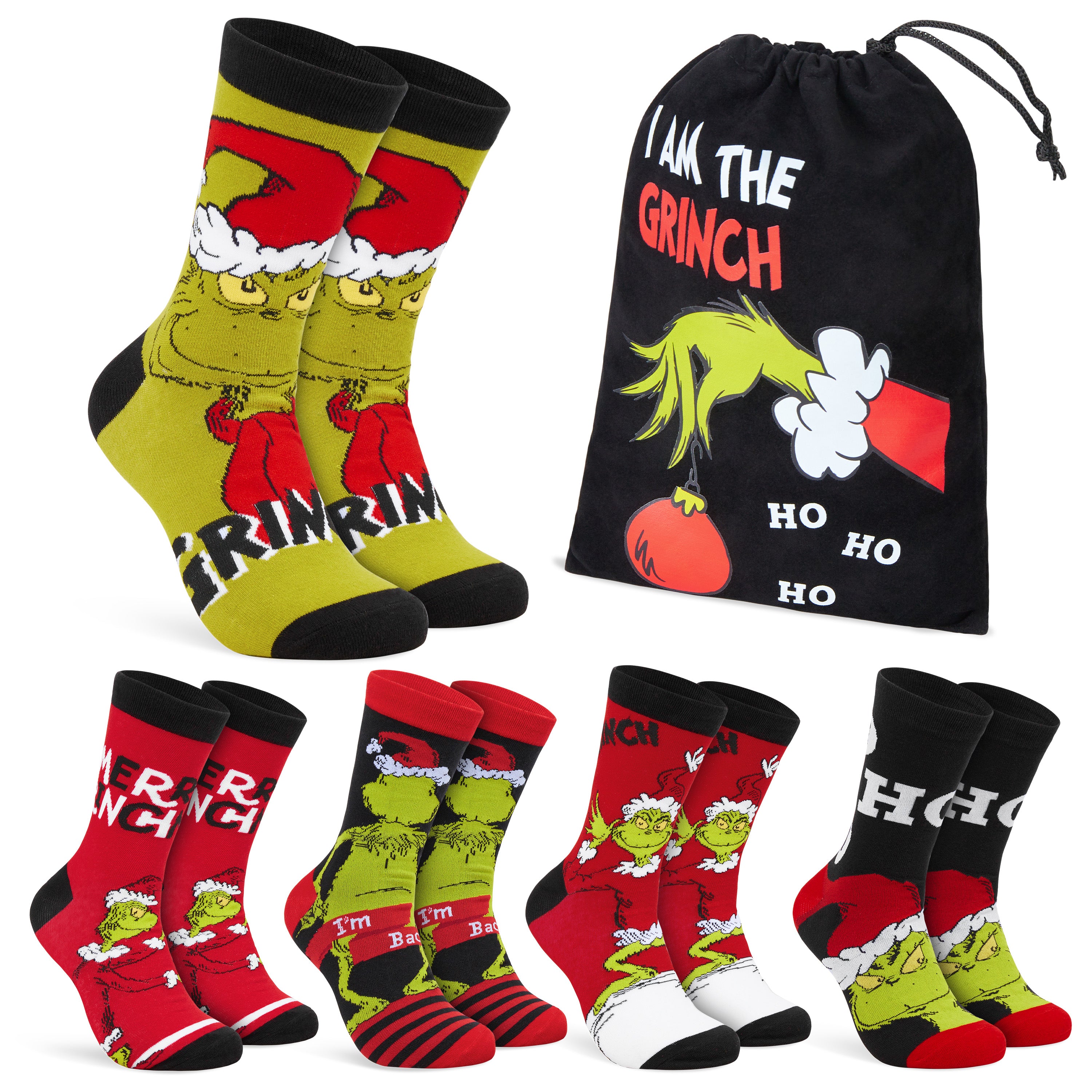 The Grinch Socks Men Multipack Calf Length Socks Teenagers Soft Breathable Funny Cute Christmas Gifts Secret Santa Stocking Stuffers - Get Trend