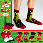 The Grinch Socks Men Multipack Calf Length Socks Teenagers Soft Breathable Funny Cute Christmas Gifts Secret Santa Stocking Stuffers - Get Trend