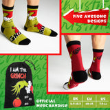The Grinch Socks Men Multipack Calf Length Socks Teenagers Soft Breathable Funny Cute Christmas Gifts Secret Santa Stocking Stuffers - Get Trend