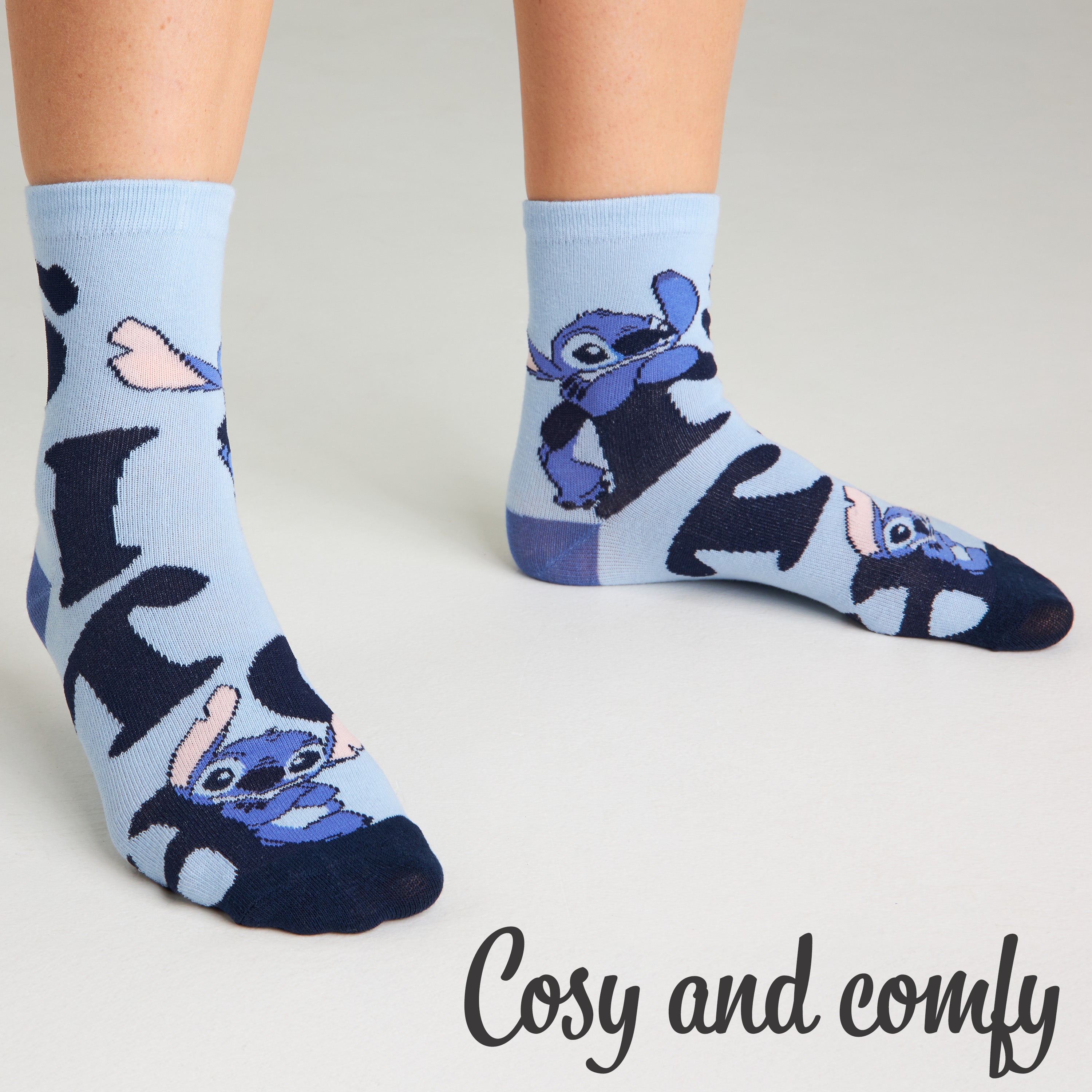 Disney Stitch Womens Calf Length Socks for Women Teenagers Soft Stretchy Socks Pack of 5 - Gifts for Women - Get Trend