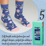 Disney Stitch Womens Calf Length Socks for Women Teenagers Soft Stretchy Socks Pack of 5 - Gifts for Women - Get Trend