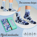 Disney Stitch Womens Calf Length Socks for Women Teenagers Soft Stretchy Socks Pack of 5 - Gifts for Women - Get Trend