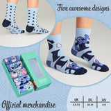 Disney Stitch Womens Calf Length Socks for Women Teenagers Soft Stretchy Socks Pack of 5 - Gifts for Women - Get Trend
