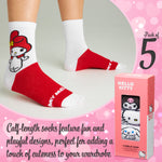 Hello Kitty Women's Novelty Calf Socks, Soft and Breathable Pack of 5 - Gifts for Her - Get Trend