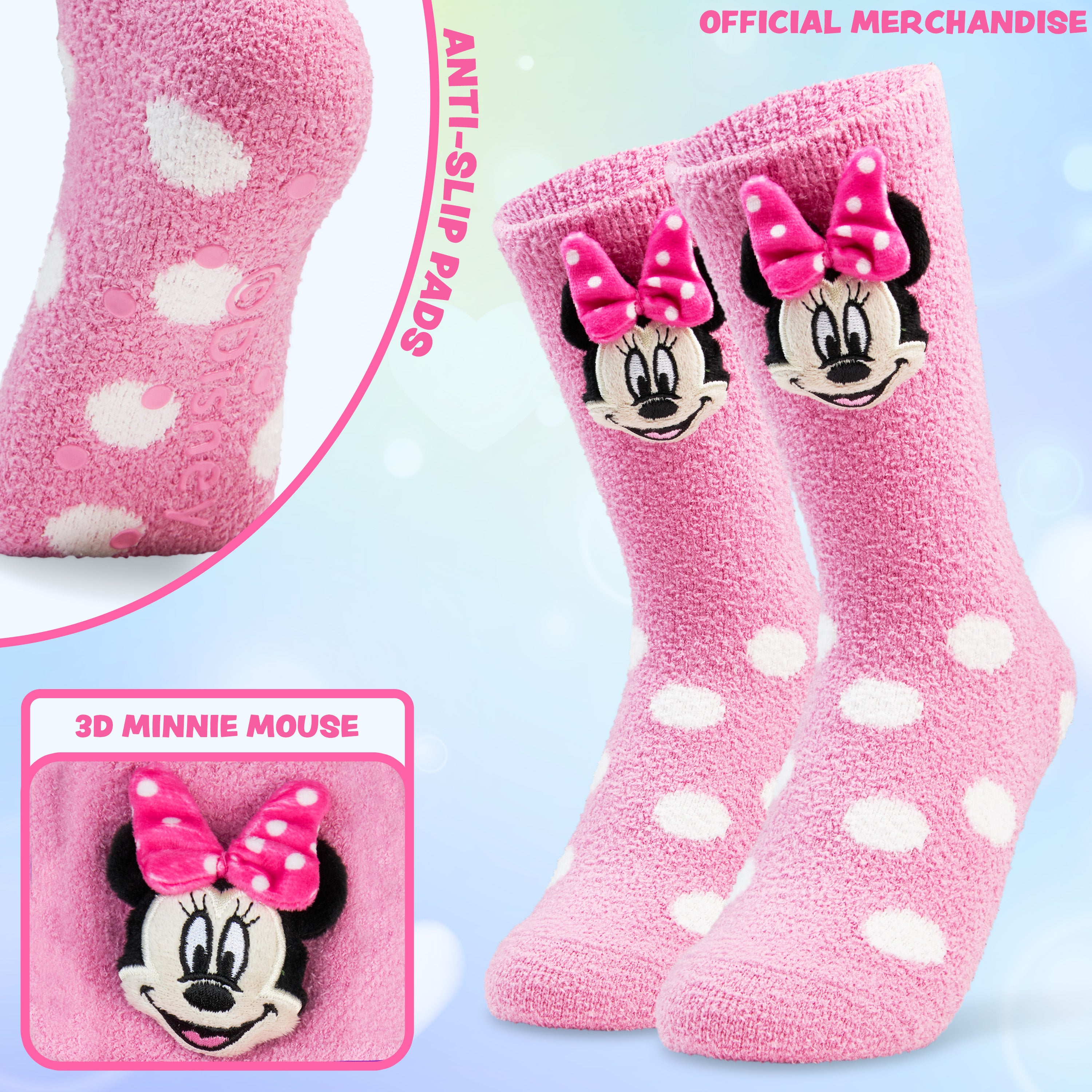 Disney Womens Fluffy Slipper Socks, Non Slip Bed Socks - Gifts for Her - Get Trend